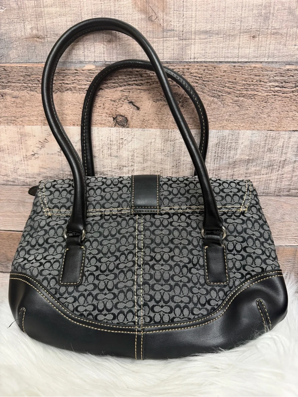 Coach Soho Gray Signature Print Satchel